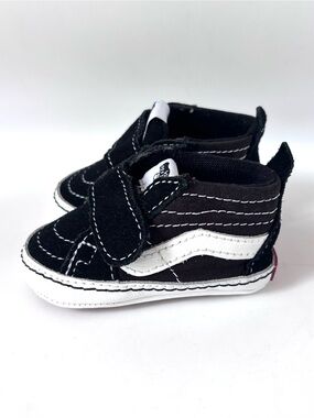 Vans Infant Sk8-Hi Baby Crib Shoes Size 2, Black & White, Velcro